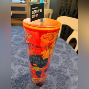 Starbucks Orange & Blue South Carolina Discovery Series Tumbler with Straw